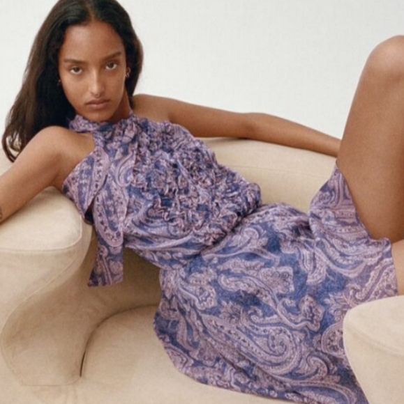 ZARA short mauve jumpsuit with print sz Large - Picture 1 of 15